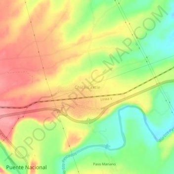 Mapa topográfico Chichicaxtle, altitud, relieve