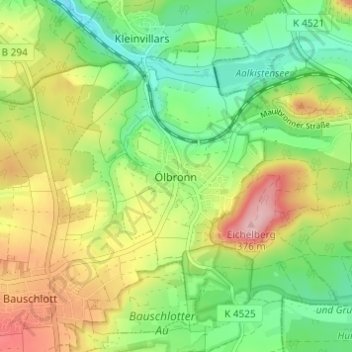 Mapa topográfico Ölbronn, altitud, relieve