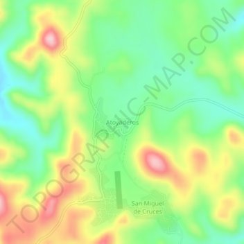 Mapa topográfico Atoyaderos, altitud, relieve