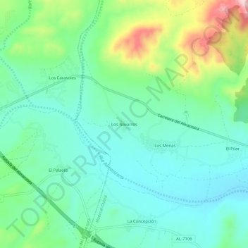 Mapa topográfico Los Navarros, altitud, relieve