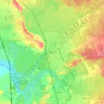 Mapa topográfico Alerce, altitud, relieve