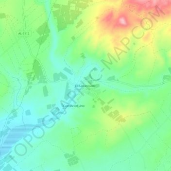 Mapa topográfico El Barranquete, altitud, relieve