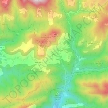 Mapa topográfico Vidrà, altitud, relieve