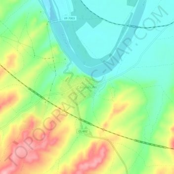 Mapa topográfico Castronuño, altitud, relieve