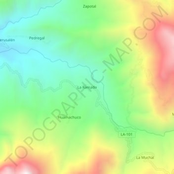 Mapa topográfico La Ramada, altitud, relieve