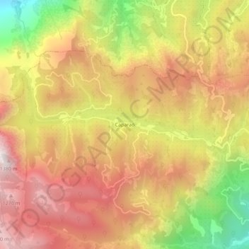 Mapa topográfico Caparaó, altitud, relieve