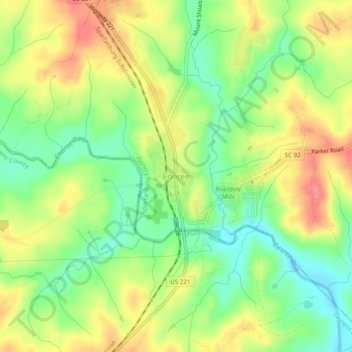 Mapa topográfico Enoree, altitud, relieve