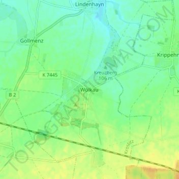 Mapa topográfico Wölkau, altitud, relieve