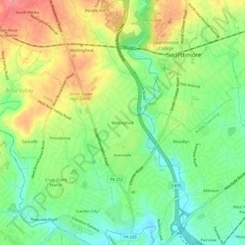 Mapa topográfico Wallingford, altitud, relieve