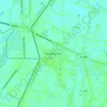 Mapa topográfico Rütenbrock, altitud, relieve