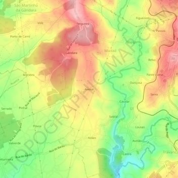 Mapa topográfico Avenal, altitud, relieve