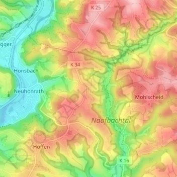 Mapa topográfico Holl, altitud, relieve