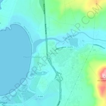Mapa topográfico Quilimarí, altitud, relieve