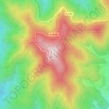 Mapa topográfico Blauen, altitud, relieve