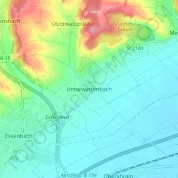 Mapa topográfico Unterwattenbach, altitud, relieve