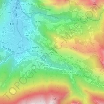 Mapa topográfico Aas, altitud, relieve