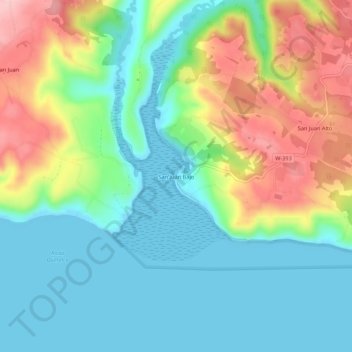 Mapa topográfico San Juan Bajo, altitud, relieve