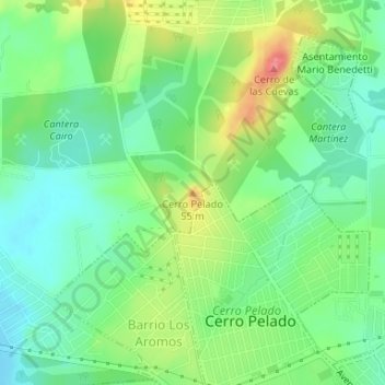 Mapa topográfico Cerro Pelado, altitud, relieve