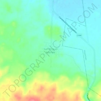 Mapa topográfico San Miguel Allende, altitud, relieve