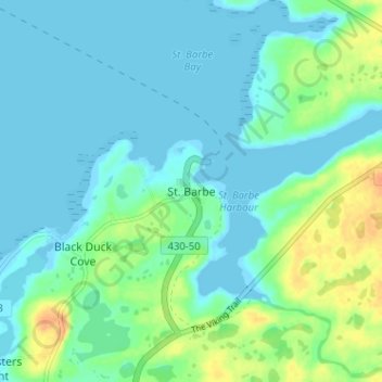 Mapa topográfico St. Barbe, altitud, relieve