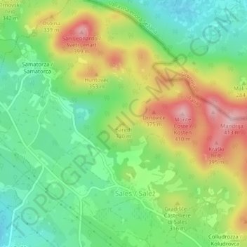Mapa topográfico Baredi, altitud, relieve