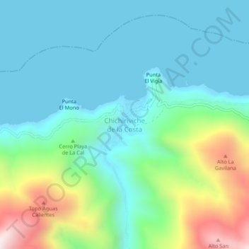 Mapa topográfico Chichiriviche de la Costa, altitud, relieve