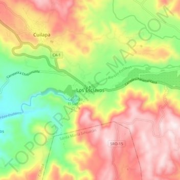 Mapa topográfico Los Esclavos, altitud, relieve