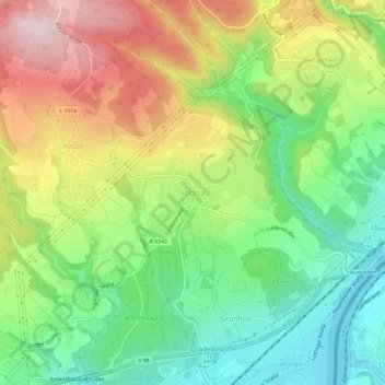 Mapa topográfico Hochsal, altitud, relieve