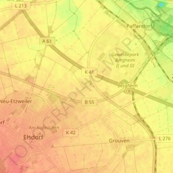 Mapa topográfico Desdorf, altitud, relieve