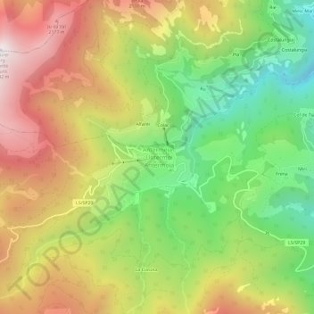 Mapa topográfico Antermëia - Untermoi - Antermoia, altitud, relieve