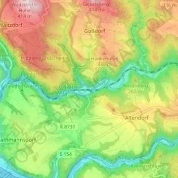 Mapa topográfico Kohlmühle, altitud, relieve