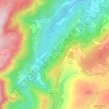 Mapa topográfico Pêro Soares, altitud, relieve