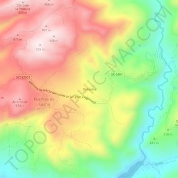 Mapa topográfico Dehesilla, altitud, relieve