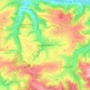 Mapa topográfico Langenhagen, altitud, relieve