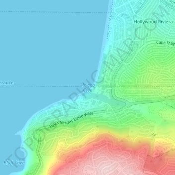 Mapa topográfico Malaga Cove, altitud, relieve