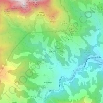 Mapa topográfico Tanarrio, altitud, relieve
