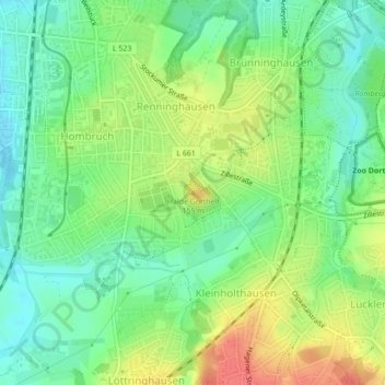 Mapa topográfico Halde Gotthelf, altitud, relieve