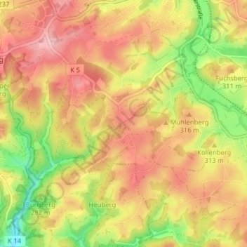 Mapa topográfico Neuenholte, altitud, relieve