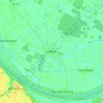 Mapa topográfico Loham, altitud, relieve