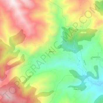 Mapa topográfico Betesa, altitud, relieve