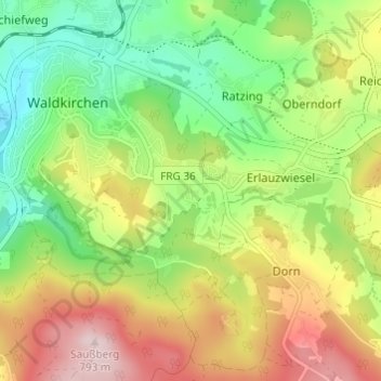 Mapa topográfico Frischeck, altitud, relieve