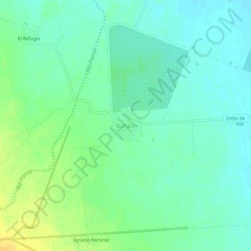Mapa topográfico Bufalo, altitud, relieve