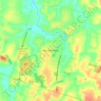 Mapa topográfico Alta Floresta, altitud, relieve