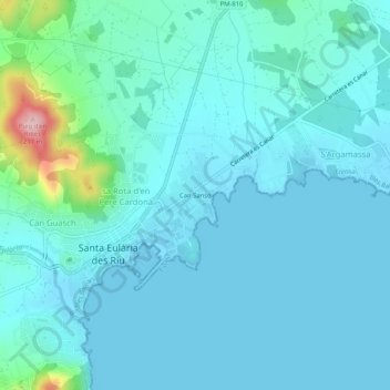 Mapa topográfico Can Sansó, altitud, relieve