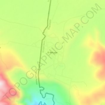 Mapa topográfico El Refugio, altitud, relieve