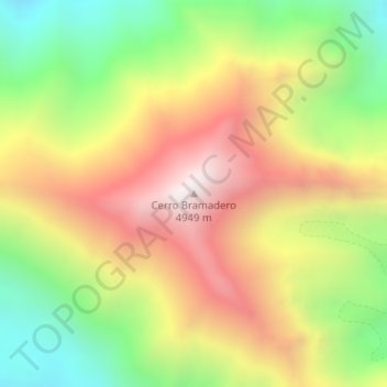 Mapa topográfico Cerro Bramadero, altitud, relieve