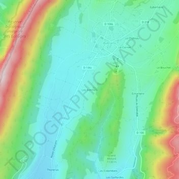 Mapa topográfico Les Gonnets, altitud, relieve