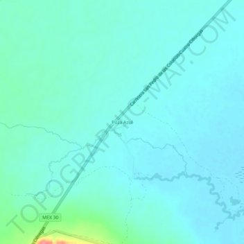 Mapa topográfico Poza Azul, altitud, relieve