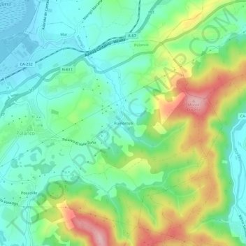 Mapa topográfico Rumoroso, altitud, relieve
