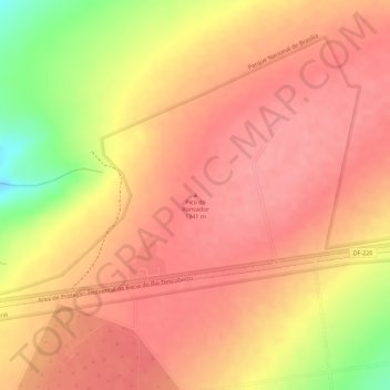 Mapa topográfico Pico do Roncador, altitud, relieve